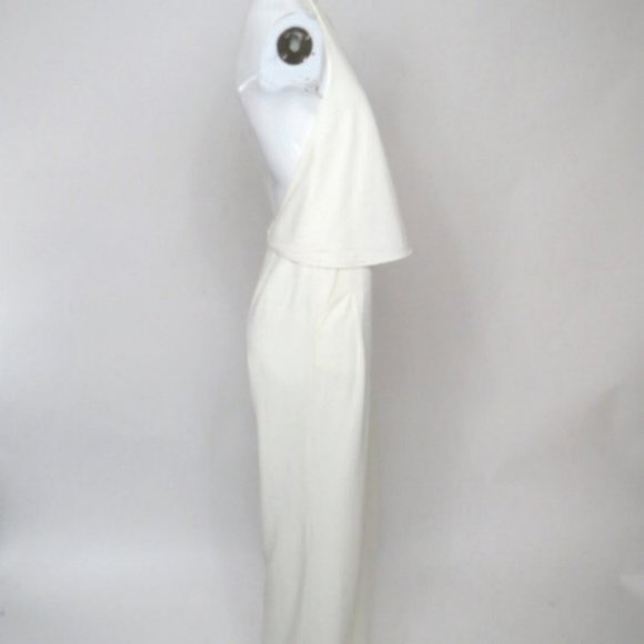 Halston Heritage Flowy Halter Crepe Cream Jumpsuit 2 - Picture 4 of 12
